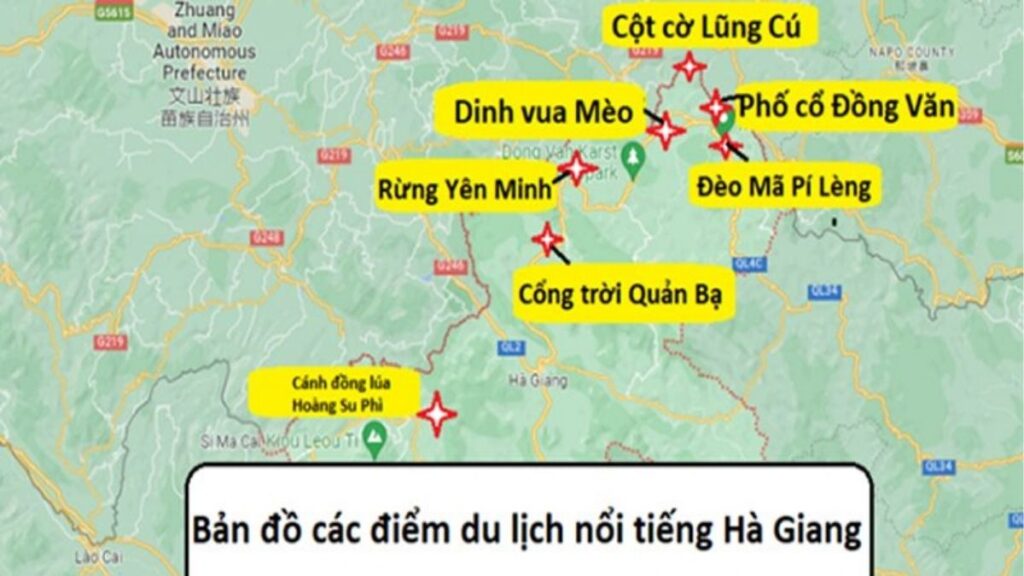 Bản đồ cung đường Hà Giang 3 ngày 2 đêm
