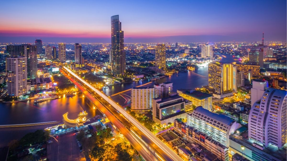 Bangkok Thái Lan nhìn từ trên cao về đêm